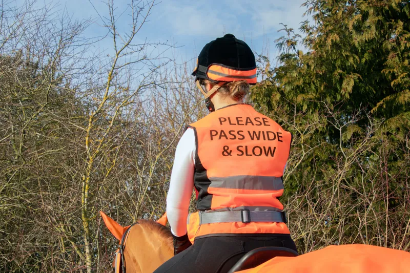Hy Equestrian Please Pass Wide and Slow Waistcoat - Orange/Black-2